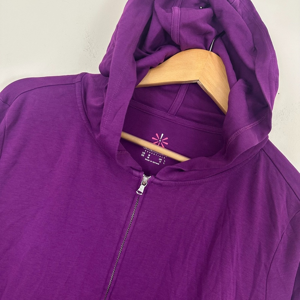 Isaac Mizrahi Live Pima Cotton Hoodie Purple Long Sleeve Full Zip Womens M